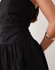 The Frolic exclusive cotton poplin ruched detail frill hem mini dress in black