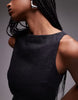 & Other Stories linen mini dress with boat neck in black