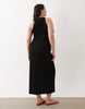 Curve scoop front racer seam detail midi dress in black