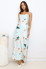 Satin Jasmine Maxi Dress Blue