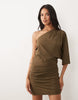 linen look jersey mini dress in khaki