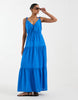 Vero Moda tie shoulder cami midi tiered dress in nebulas blue