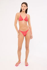 L&t Hibiscus Breeze Bikini Bottom Red Print