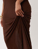 Curve sheer mesh bandeau maxi dress in chocolate