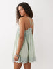 v-neck cami mini dress with lace trim in green