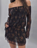 Motel Nisha off shoulder floaty mini dress in bronze