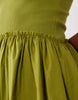 scoop ribbed bodice with poplin skirt mini dress in olive