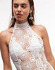 Noughts & Kisses sheer crochet halterneck sleeveless maxi dress in white