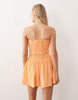 crinkle mini sundress with shirred dropped waist in orange spritz