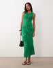 crochet patchwork open stitch maxi dress with fringing in green