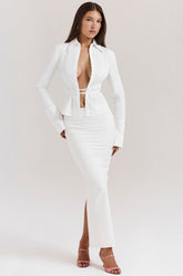 white cotton twill maxi skirt