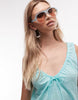 Reclaimed Vintage textured low v sundress in blue