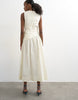 Topshop poplin ruched full skirted maxi dress in ivory