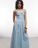 Reclaimed Vintage maxi summer dress with broderie seam and bust detail in blue