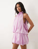 halter neck layered bubble satin mini dress in pink
