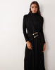 slinky drape maxi dress with trim detail in black