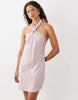 Cotton On linen look halterneck dress in pink stripes