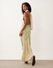 satin scarf cowl neck maxi dress in plaid