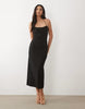 Mango strappy halterneck maxi dress in black