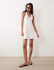 Miss Selfridge halterneck mini dress with picot edges in white