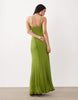 mesh cami seam detail maxi dress in green