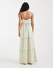 Vero Moda tiered cotton cami maxi dress with scallop edge detailing in pale green