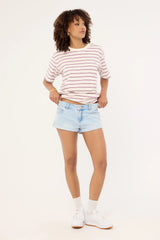 Luck & Trouble Low Rise Denim Shorts Light Blue Denim