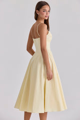 lemon cotton princess cut midi sundress