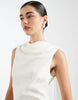 Six Stories Bridesmaid crepe high cowl neck maxi dress in Ivory