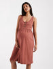 Mamalicious Maternity 2 function nursing button up mini sundress in burgundy