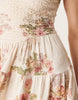 crinkle scoop neck tiered mini dress in vintage floral print