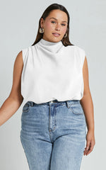 Arianae Top - High Neck Top in White