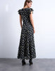 Topshop flutter sleeve v neck midi dress in mono spot
