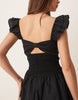 Esmée Exclusive shirred beach dress with frill straps and bow detail in black