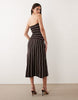 Pretty Lavish knit bandeau midi dress in brown cream stripe
