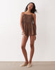 Rita pleated beach cover up in chocolate