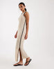 AWARE sleeveless corchet maxi dress in cream with black contrast trim