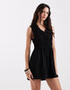 ONLY sleeveless linen blend shirred mini dress in black
