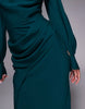 Tall high neck drape maxi dress with drape skirt in teal
