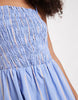 PIECES ruched cotton cami midaxi dress in blue and white stripes