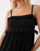 Petite lace trim tiered crinkle cami midaxi dress in black