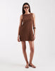 ONLY tie back sleeveless cheesecloth mini dress in chocolate