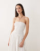 Brave Soul strapless midi dress with shirred bodice in white