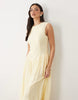 YAS fitted seam detail drop waist sleeveless midi dress in soft yellow
