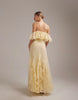 bridesmaids bardot ruffle chiffon maxi dress in yellow