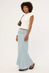 Luck & Trouble Aliyah Stripe Maxi Skirt Blue and Brown