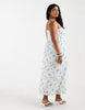 PIECES Curve smocked lace cami maxi dress in blue ditsy floral print