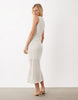 VILA jacquard knit sleeveless midaxi dress with waist detail in cream