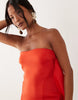 Petite bubble mini dress in scarlet scuba-style fabric