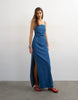 Topshop ruched backless maxi dress in rich blue